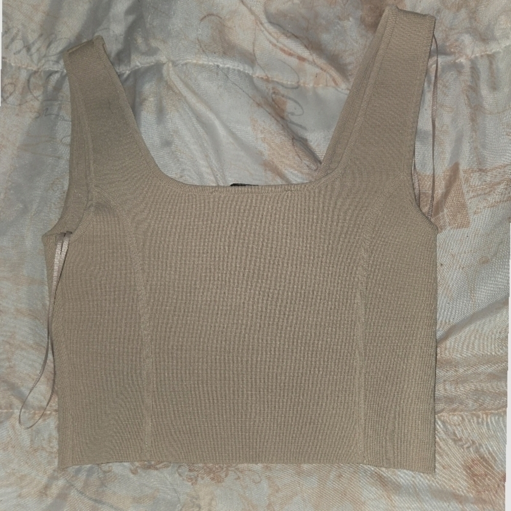 Zara Beige Ribbed Tank Top